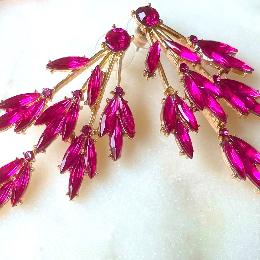 Willow dark pink Leaf Earrings